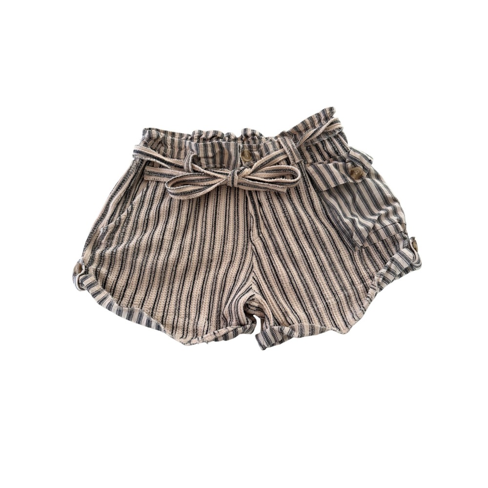 Free People FP One Striped Paperbag Waist Shorts Cream Black Boho Medium